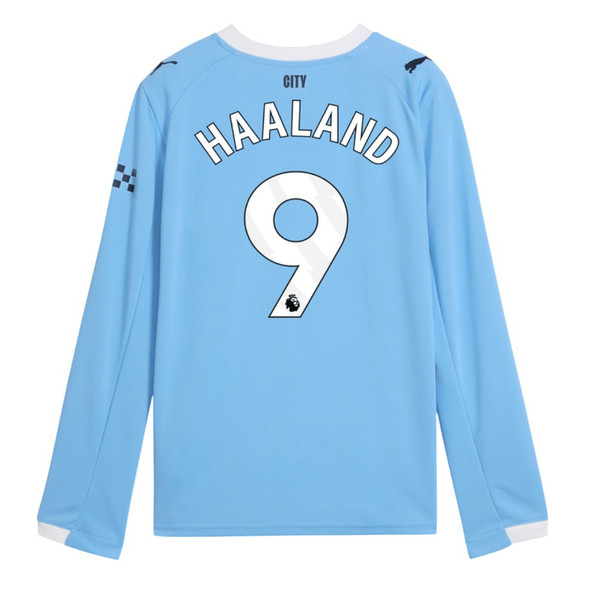 HAALAND #9 Manchester City 25/26 Men's Home Long Sleeve Shirt - PL Font