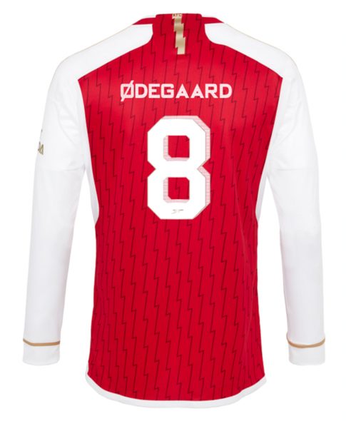 ØDEGAARD #8 Arsenal 23/24 Men's Home Long Sleeve Shirt - Arsenal Font
