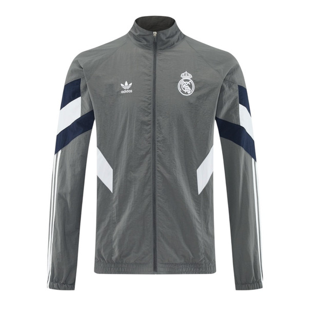 Real Madrid 25/26 Men's Gray Long Zip Windbreaker