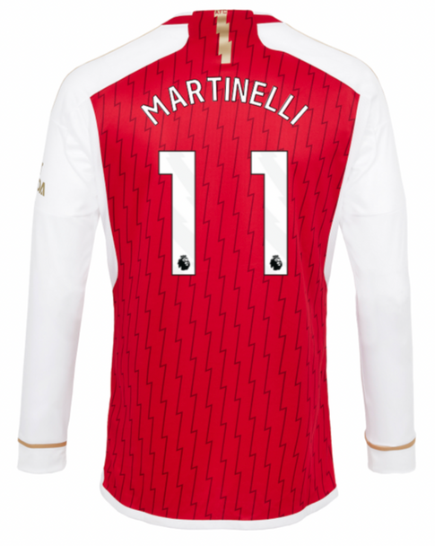 MARTINELLI #11 Arsenal 23/24 Men's Home Long Sleeve Shirt - PL Font