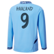 HAALAND #9 Manchester City 24/25 Men's Home Long Sleeve Shirt - Man City Font
