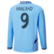 HAALAND #9 Manchester City 24/25 Men's Home Long Sleeve Shirt - Man City Font