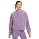 Nike Women's Purple Oversized Full-Zip Fleece Hoodie