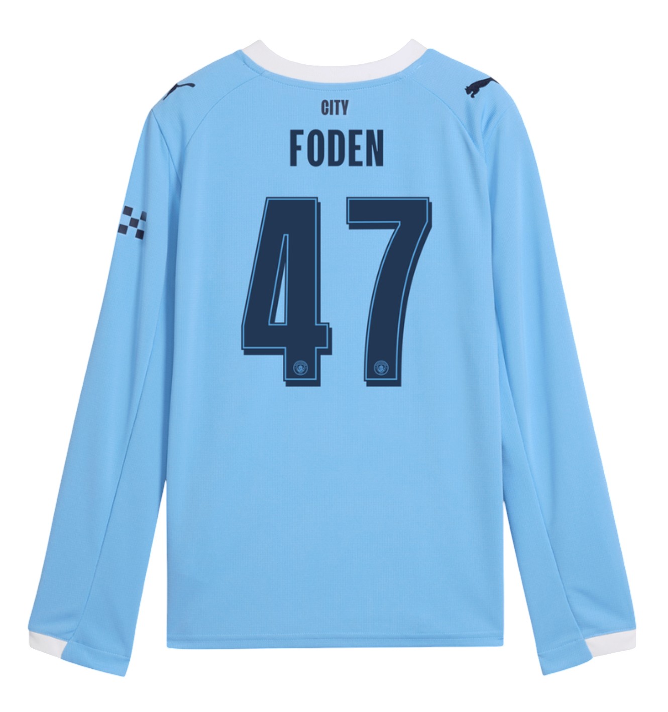 FODEN #47 Manchester City 25/26 Men's Home Long Sleeve Shirt - City Font
