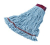 Rubbermaid Wet Mop Head, Swinger Loop, Cotton Blend, Large, Blue, Case Of 6