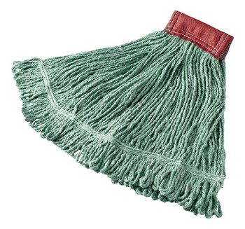 Rubbermaid Wet Mop Head, Super Stitch, Cotton Blend, Green, Case Of 6