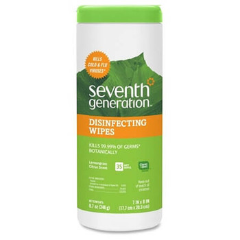 Seventh Generation Lemongrass Scented Disinfecting Wipes - Wipe - Lemongrass Citrus Scent - 7" Width x 8" Length - 35 / Canister - 12 / Carton