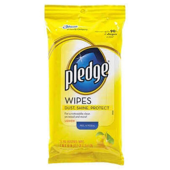 Pledge Furniture Polish Wipes, Lemon Scent, 7" x 11", Pack Of 12