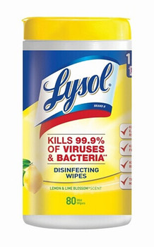 Lysol Disinfecting Wipes, Lemon & Lime Blossom Scent, Tub Of 80
