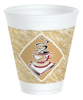 Dart Cafe G Design Foam Cups 12 Oz Brown/Red/White Box Of 1 000