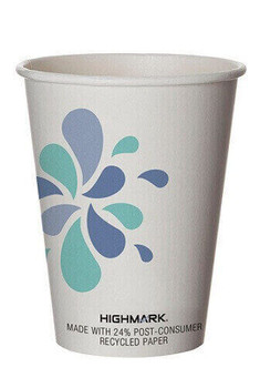 Highmark breakroom hot cups 12oz white/blue/black 50