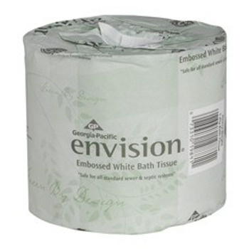 Envision 95% Recycled Embossed 1-Ply Bathroom Tissue, White, 550 Sheets Per Roll, Case Of 40 Rolls