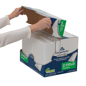 GP PRO Professional Series Convenience Pack 1-Ply Premium C-Fold Paper Towels, 10" x 13", White, 200 Sheets Per Pack, Case Of 6 Packs