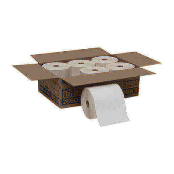 Pacific Blue Basic by GP Pro Hardwound Paper Towel Rolls, 100% Recycled, White, 800' Per Roll, Case Of 6 Rolls
