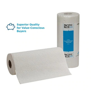 Pacific Blue Select by GP RPO 2-Ply Perforated Paper Towel Rolls, 11" x 8 4/5", 85 Sheets Per Roll, Case Of 30 Rolls
