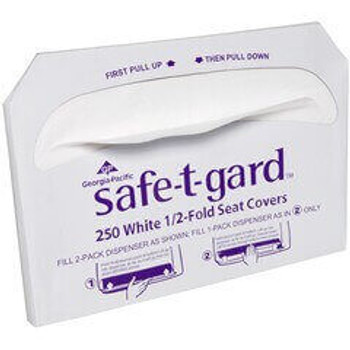 Safe-T-Gard 1/2 Fold Toilet Seat Covers, 14 1/2" x 17", White, 250 Per Pack, Case Of 20 Packs