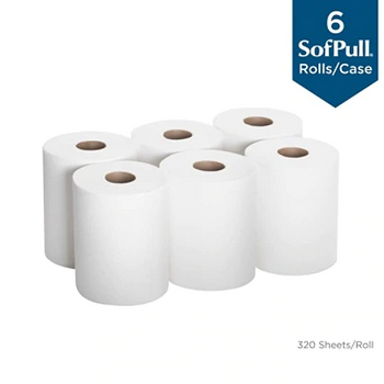 SofPull by GP PRO Centerpull Regular Capacity Paper Towels, 1-Ply, 15" x 7 4/5", 320 Sheets Per Roll, Case Of 6 Rolls