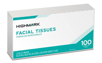 Highmark 2-Ply Facial Tissue Flat Box White 100 Tissues Per Box Case Of 30 Boxes