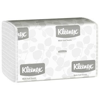 Kleenex 50% Recycled Multi-Fold 1-Ply Hand Towels, 9 1/5" x 9 2/5", 150 Towels Per Sleeve, Case Of 16 Sleeves