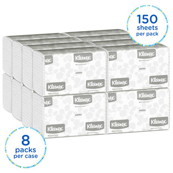 Kleenex M-Fold Hand Towels, 50% Recycled, White, Case Of 1,200