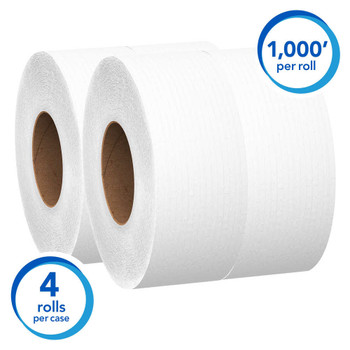 Scott 100% Recycled Jumbo Jr. Bathroom Tissue Refill, 1,000' Roll, 2-Ply, Pack Of 4 Rolls