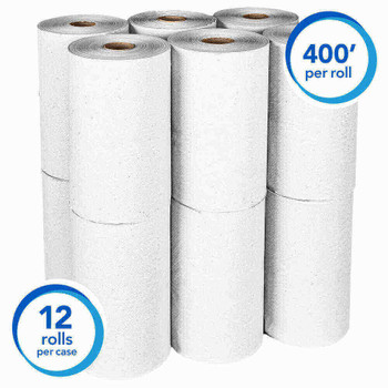 Scott Hard Roll 1-Ply Paper Towels, 8" x 11", 60% Recycled, White, 400', Case Of 12 Rolls