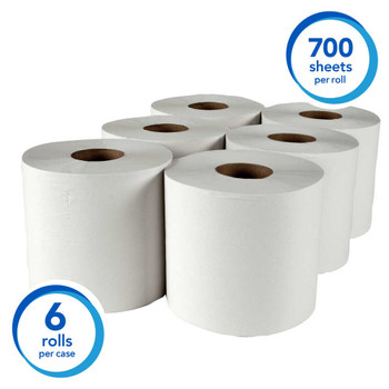 Scott Roll Control Center-Pull Towels, 8 1/10" x 12", 60% Recycled, White, Case Of 6 Rolls