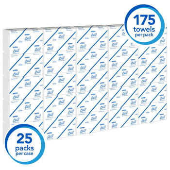 Scott Scott old 1-Ply Folded Paper Towels, 8 1/8" x 12 7/16", 60% Recycled, White, Pack Of 175 Towels, Carton Of 25 Packs