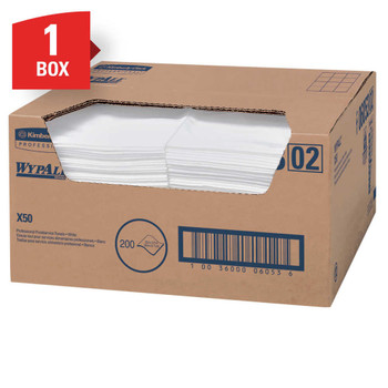 WypAll X50 Wipers, 23 1/2" x 12 1/2", White, Carton Of 200