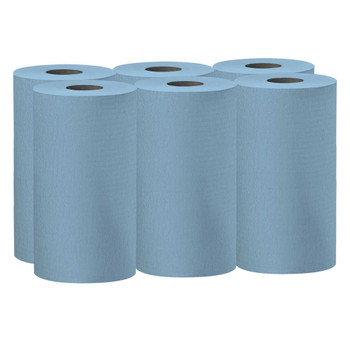WypAll X60 Wipers, Unscented, 19 5/8" x 13 7/16", Blue, 130 Sheet Per Roll, Carton Of 6 Rolls