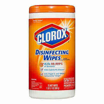 Clorox Disinfecting Wipes - Ready-To-Use Wipe - Orange Fusion Scent - 7" Width x 8" Length - 75 / Canister - 1 Each