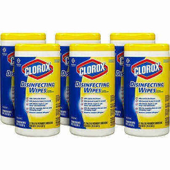 Clorox Disinfecting Wipes, Lemon Scent, 75 Wipes Per Tub, Box Of 6 Tubs