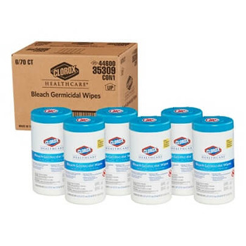 Clorox Healthcare Bleach Germicidal Wipes, Canister of 70 Wipes