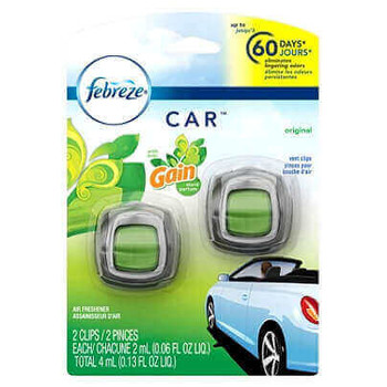 Febreze CAR Air Fresheners, Gain Original, 0.13 Oz, Pack Of 2