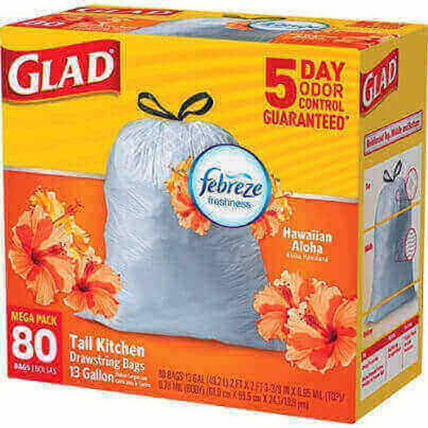 Glad 78901 24x24 13 gallon white hawaiian 199308