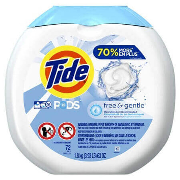 Tide Free & Gentle Pods, 0.88 Oz, Pack Of 72 Pods 89892