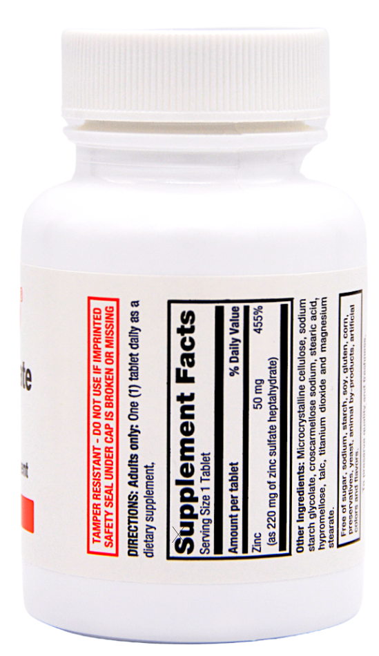 Rugby Zinc Sulfate 220 mg 100 Tablets