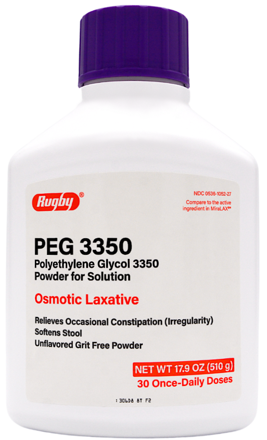 Rugby Polyethylene Glycol 3350 Powder Osmotic Laxative 17.9 oz (MiraLAX)