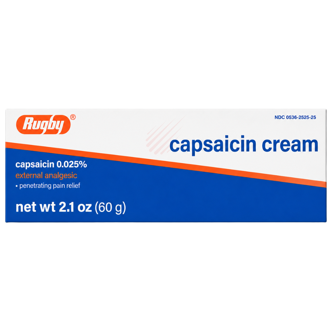 Rugby Capsaicin Cream 0.025% - 2.1 oz (7-Pack) | Compare to Zostrix