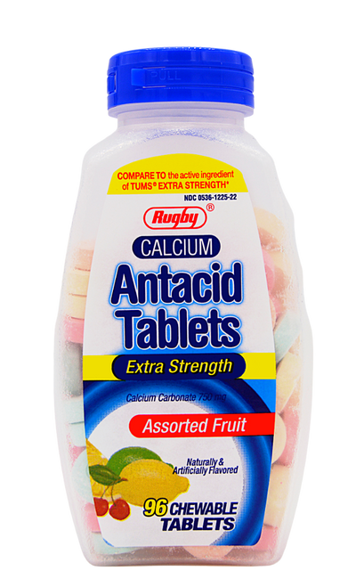 Rugby Calcium Antacid Extra Strength - Assorted Fruit 96 Chewable Tablets (Tums Extra Strength)