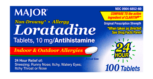  Major Loratadine 10 mg- 100 Tablets (Generic Claritin) 