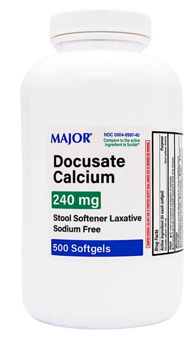 Major Docusate Calcium Stool Softener 240 mg - 500 Softgels (Surfak) 