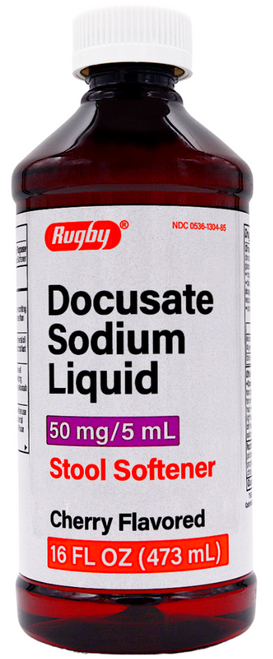Rugby Docusate Sodium Liquid 50 mg/5 ml Stool Softener Cherry - 16 Fl Oz