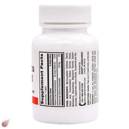 Rugby Vitamin D3 25 mcg Dietary Supplement 100 Tablets