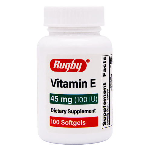Rugby Vitamin E Dietary Supplement 45 mg, 100 IU - 100 Softgels Bottle