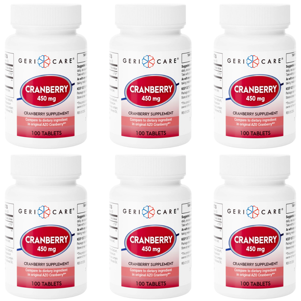Geri-Care Cranberry 450 mg - 100 Tablets | Compare to Azo Cranberry (6 Pack) with free shipping
