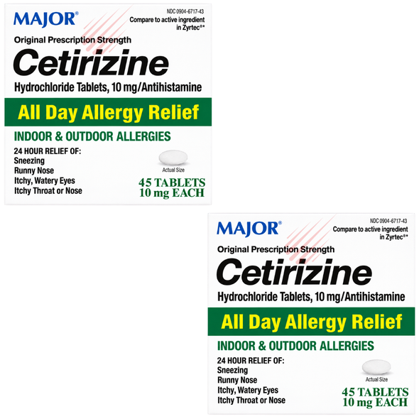 Major Cetirizine HCl 10 mg - 45 Tablets | Zyrtec (2 Pack)