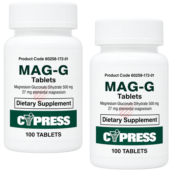 Cypress Mag-G Magnesium Gluconate 500 mg - 100 Tablets (2 Pack)