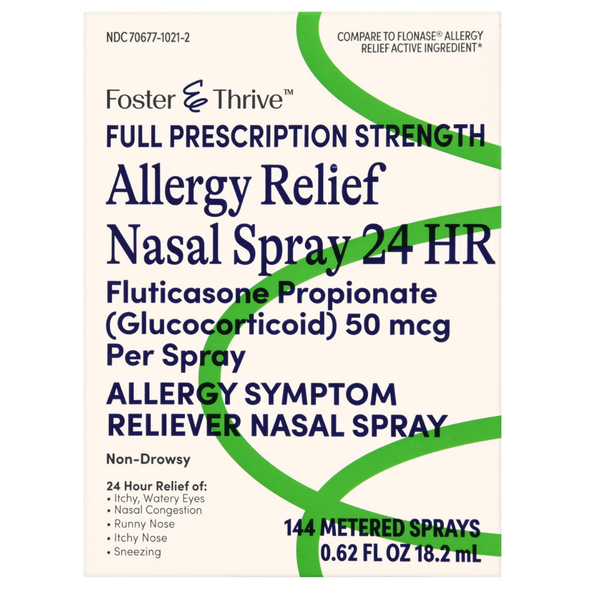 Foster & Thrive Allergy Relief Fluticasone Nasal Spray 50 mcg - 144 Metered Sprays | Compare to Flonase - Box