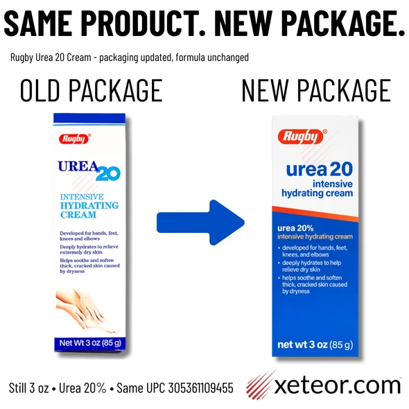 Rugby Urea 20 Intensive Hydrating Cream - 3 oz - new vs old package
